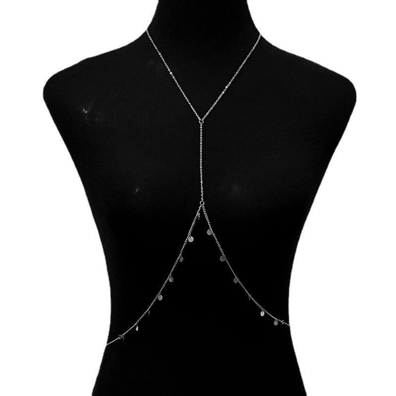 Jewelry Sexy Personality Sequin Tassel Necklace One-piece Chest Chain Night Bikini Chest Jewelry Women