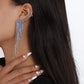 E1274 Temperament Simple Pop Earrings Net Red Tassel Rhinestone Ear Needles Geometric Banquet Exaggerated Earrings