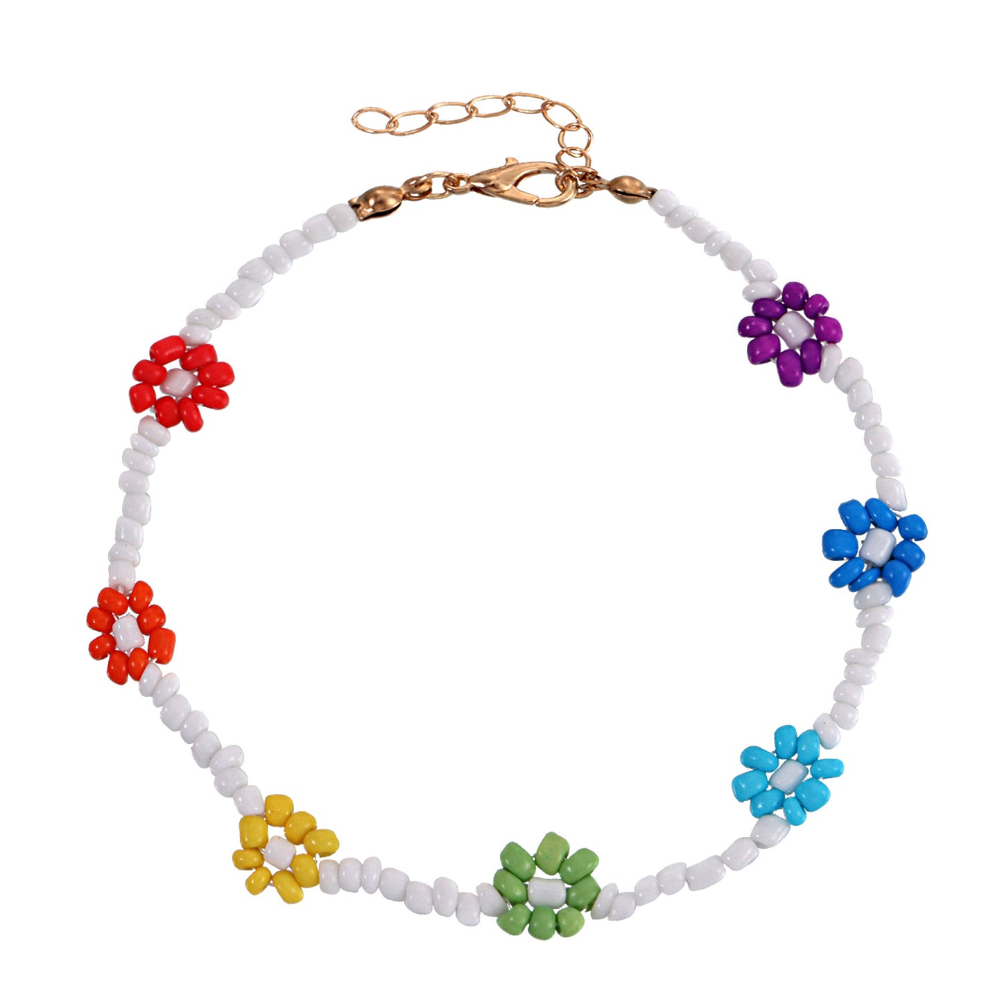 Jewelry color handmade rice beads flower anklet female personality fashion trend beach foot decoration set