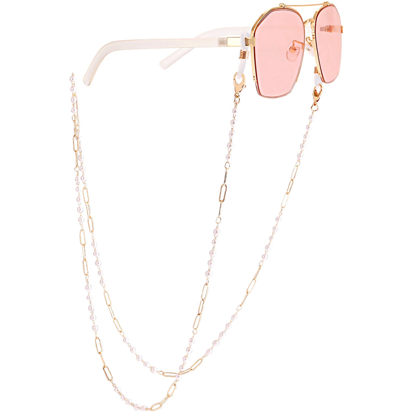 Mask hanging chain glasses chain pearl five-pointed star disc mask chain peach heart metal glasses chain