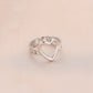 Fashion personality adjustable love stainless steel open ring simple feather leaf heart-shaped ring jewelry