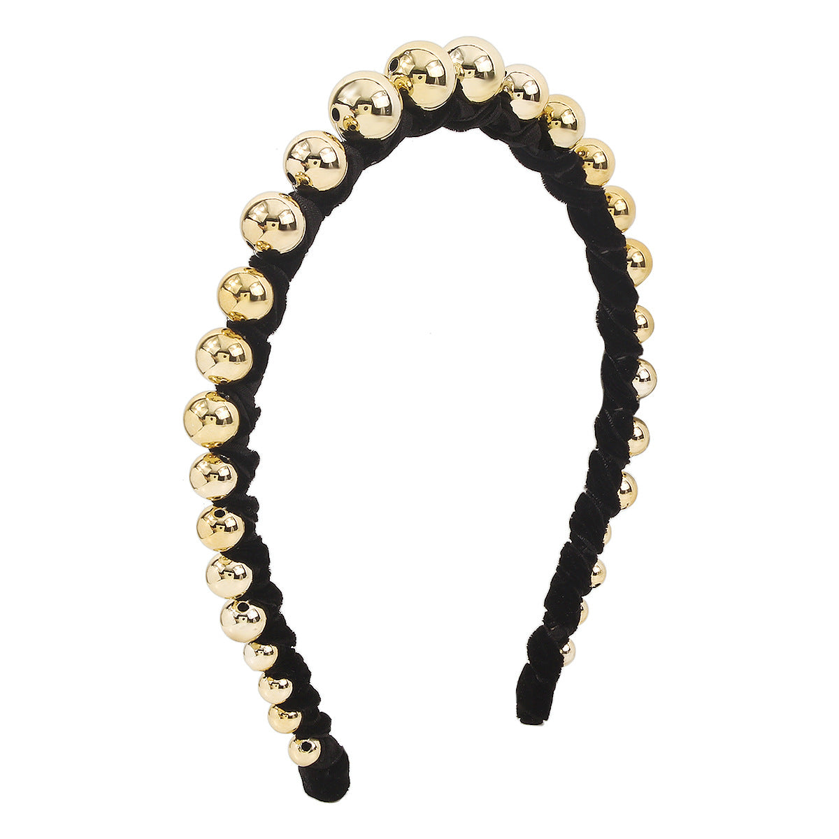 F4875 Simple and niche personality velvet hand-wound headband CCB gold beads sweet and cool girl headband