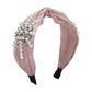 F4632 wide-brimmed solid color cross fashion headband pearl flower rhinestone temperament net red blogger light luxury headband female