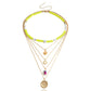Jewelry Bohemian retro multi-layer color soft pottery geometric round pendant necklace female personality