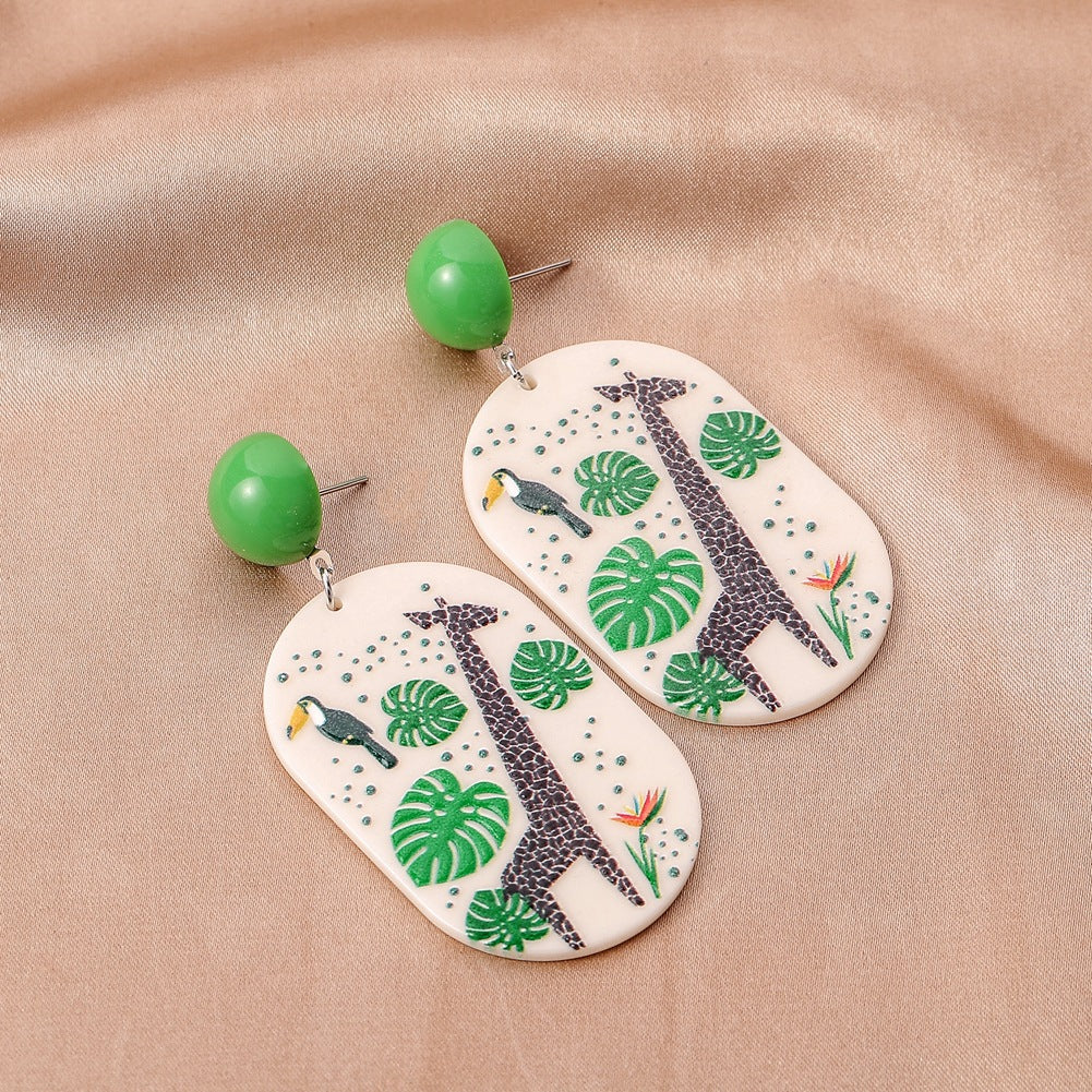 Geometric Acrylic Earrings 3D Printing Plants Flowers Animals Stud Earrings Trend Versatile Earrings