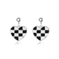 Drip oil black and white checkerboard love pendant necklace ins net red retro peach heart earrings personality accessories female