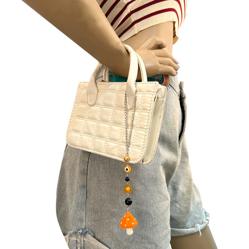 Creative Mushroom Pendant Multipurpose Ornament Devil's Eye Keychain Pearl Bag Ornament