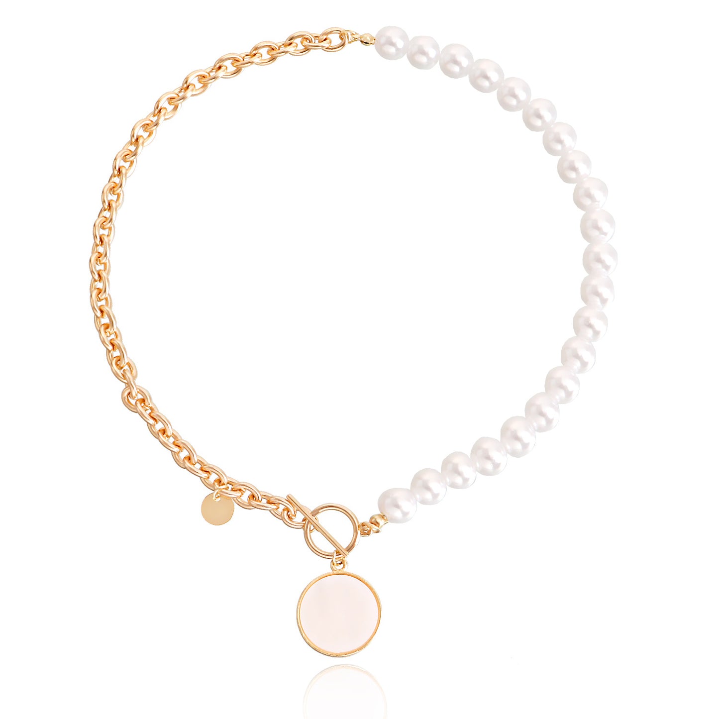 Jewelry punk clavicle chain niche design mother-of-pearl necklace female trend alloy sweater chain necklace