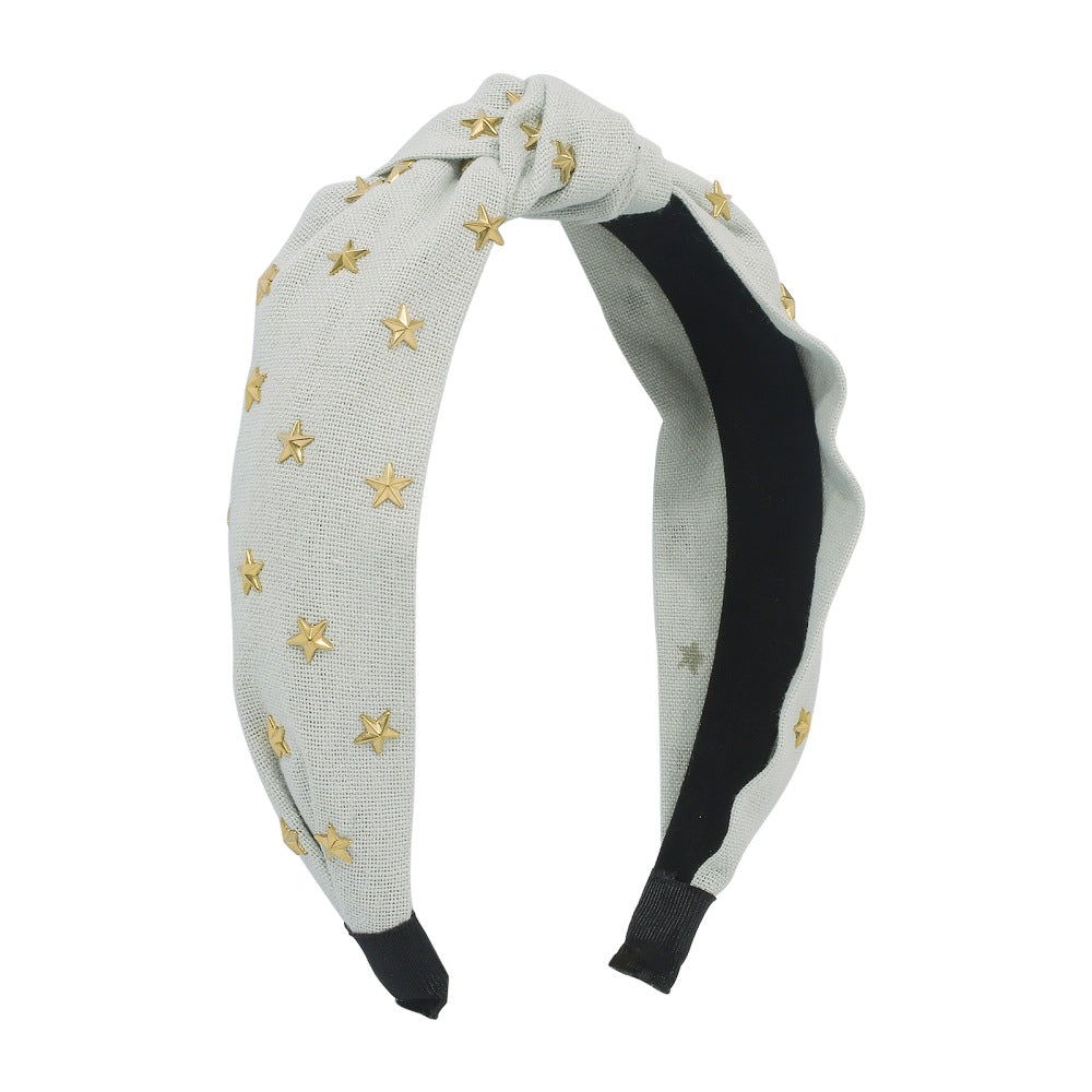 F382 Fashion Fabric Temperament Headband Simple Elegant Sweet Knotted Hair Accessories Solid Color Retro Headband Women