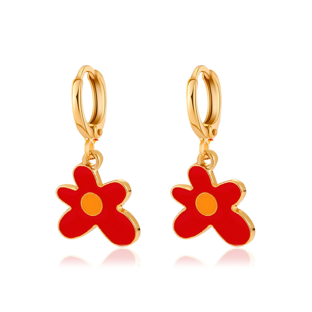 Ins cute drop earrings colorful alien flowers mushroom gossip earrings simple earrings