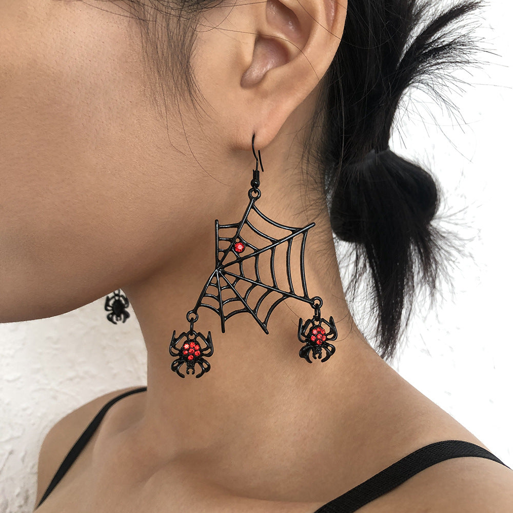 Spider earrings Halloween exaggerated dark earrings personality funny design earrings