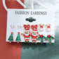 Christmas series snowflake bell earrings combination set cartoon oil dripping cane old man earrings female