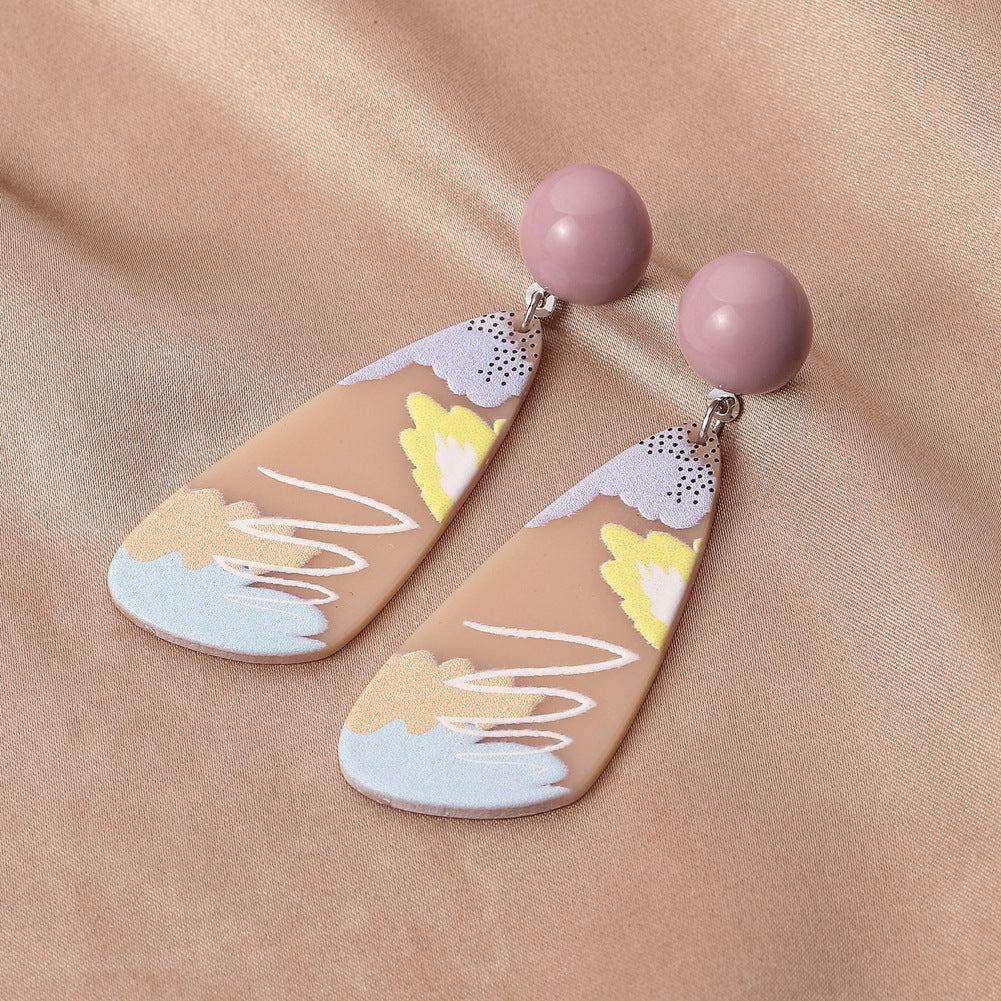 Original geometric acrylic plate graffiti earrings art abstract painting exaggerated temperament earrings