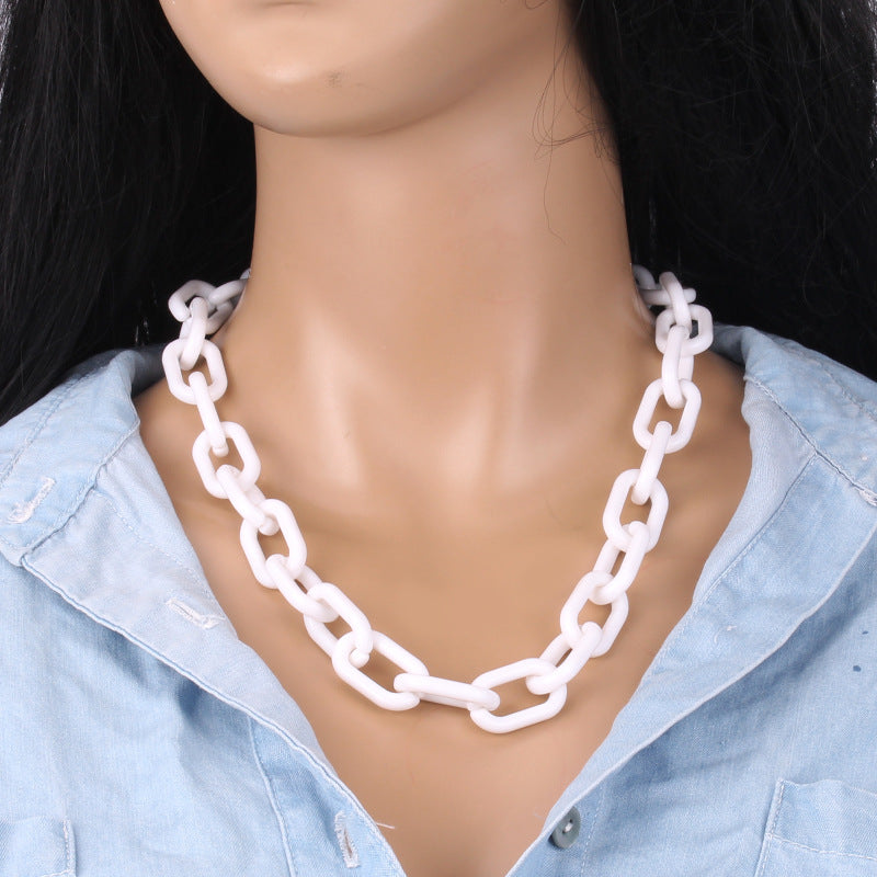 Punk Hip Hop Clavicle Chain Trend Necklace Personality Versatile Chain Acrylic Necklace Female