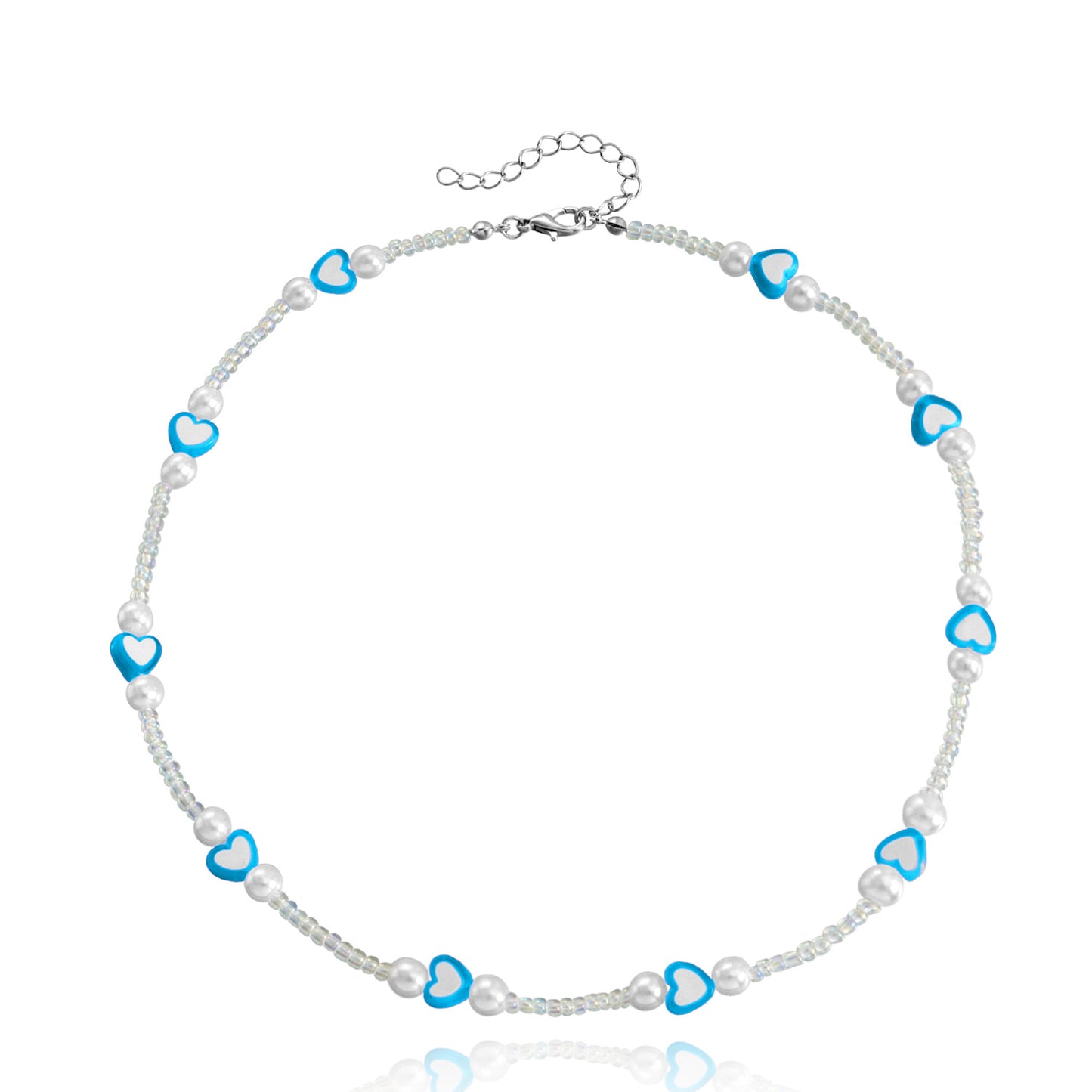 Jewelry bohemian color love transparent rice bead choker necklace female ins all-match high-end sense