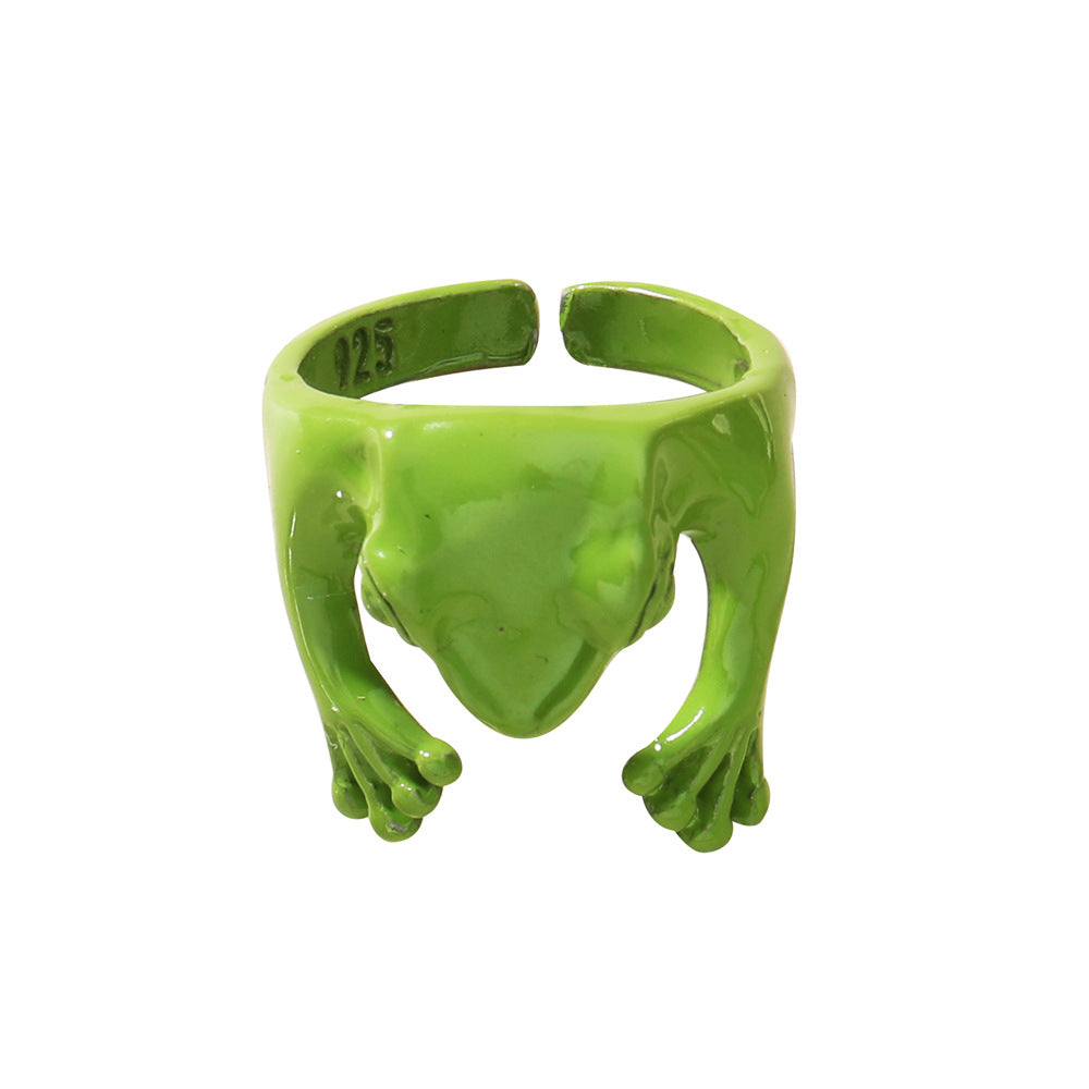 Exaggerated metal opening frog ring ins personality cold adjustable ring jewelry men and women