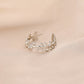 Fashion personality adjustable love stainless steel open ring simple feather leaf heart-shaped ring jewelry