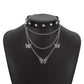 N153 Dark Punk Necklace Harajuku Leather Astronaut Love Butterfly Chain Necklace