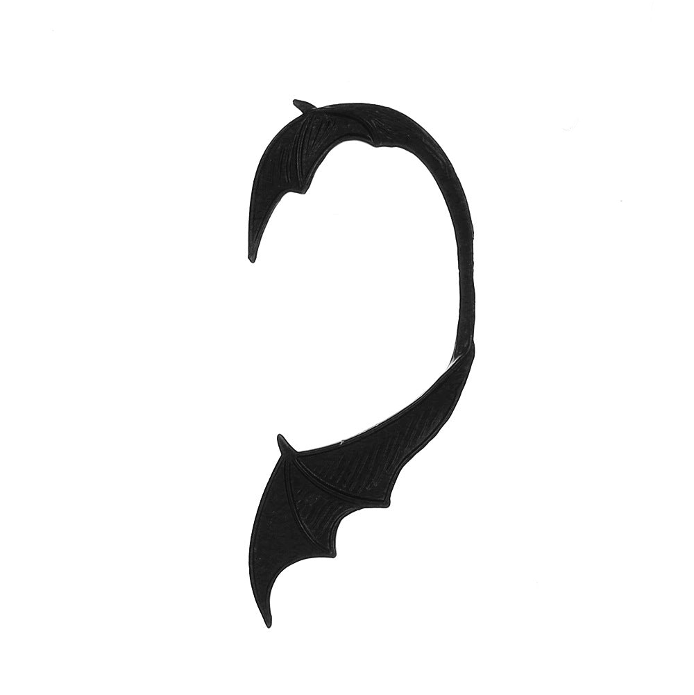 Retro punk elf flying dragon ear hanging single creative metal cat bat without hole ear bone clip