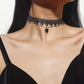 Sexy Black Lace Necklace Gothic Temperament Double Love Pendant Necklace Net Red Soft Girl Clavicle Chain