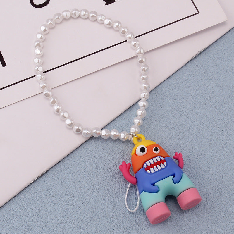 Jewelry ethnic creative monster sun soft pottery accessories pearl chain wristband mobile phone lanyard