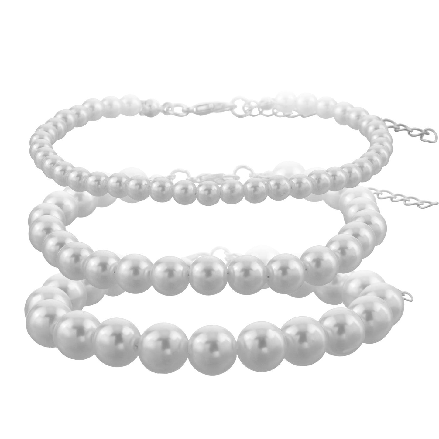 Jewelry Fashion Trend White Pearl Women's Bracelet Simple Three-piece Set Personality Simple and Popular