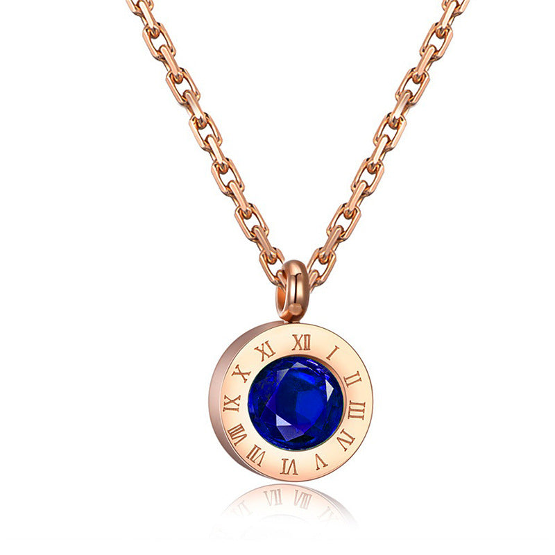 ins Roman numeral color diamond necklace fashion personality temperament net red clavicle chain simple jewelry female