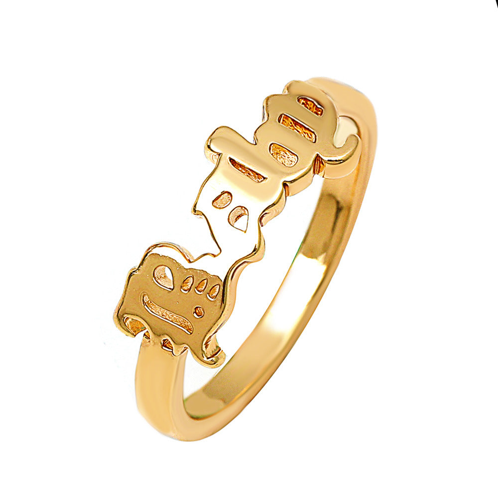 Ins cold zircon opening love ring super fairy fashion star letter hollow index finger ring net red
