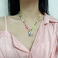 Ins niche design cartoon rainbow monster pendant rice bead necklace hip-hop all-match sweater chain trend style