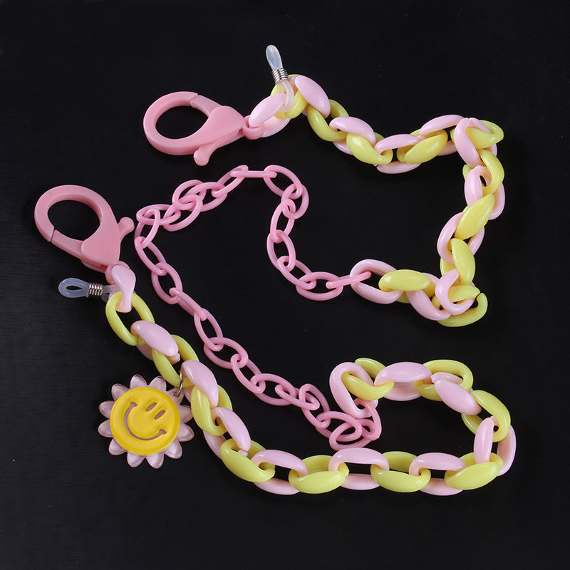Candy Color Contrasting Color Acrylic Mask Chain Children's Anti-Le Sunflower Glasses Chain Anti-lost Rope