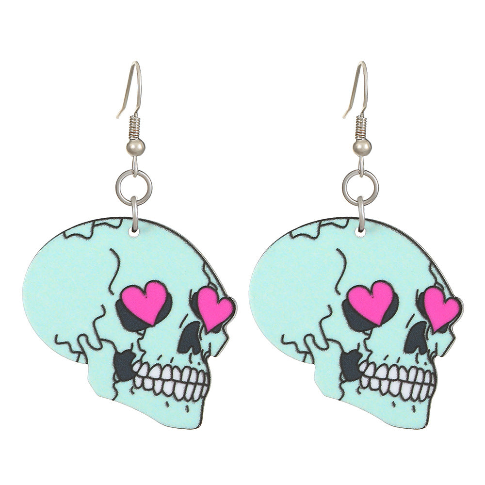 Halloween earrings ins dark funny skull earrings fashion creative skull hand bat earrings female