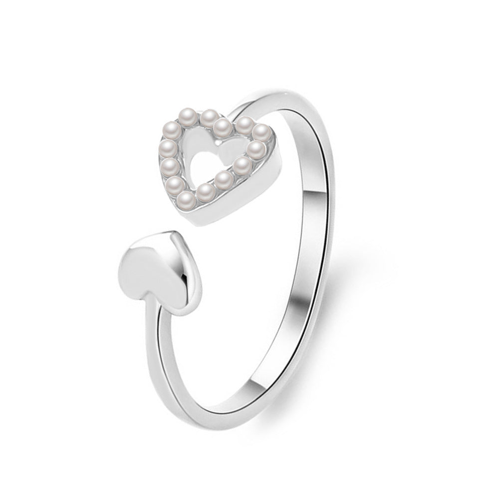 ins simple hollow love ring female fashion temperament niche design metal geometric heart-shaped index finger ring