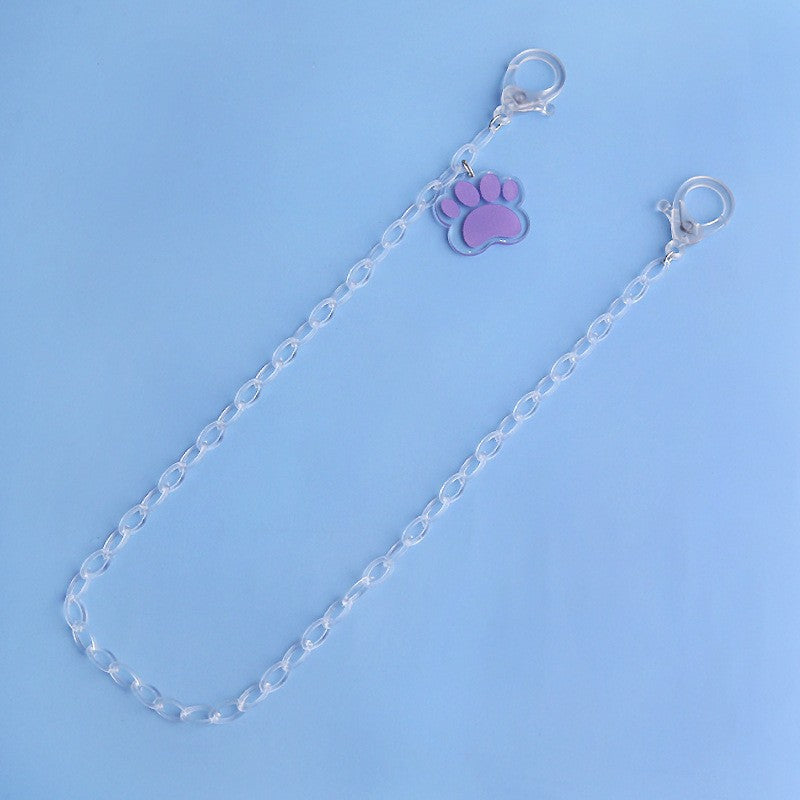 Children's mask chain glasses chain cartoon bear claw color transparent acrylic mask chain anti-lost lanyard 48cm