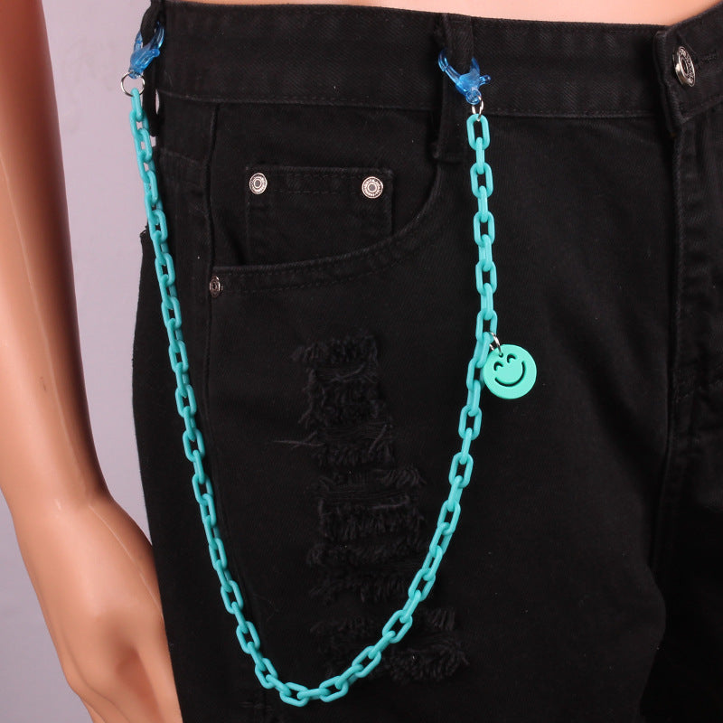 Simple pants chain resin color waist chain punk hip-hop rock all-match smiley face pants chain