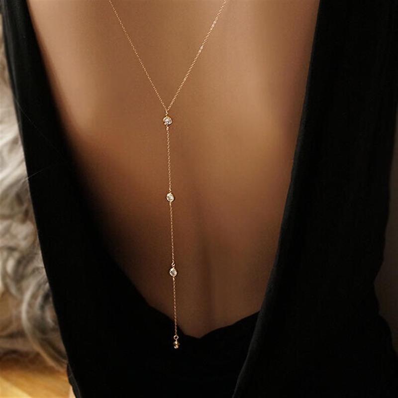 Jewelry Fashion Simple Water Drop Back Chain Trendy Women's Long Necklace Tassel Body Chain