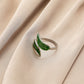 Fashion personality color drop oil flower feather stainless steel ring love titanium steel open ring jewelry