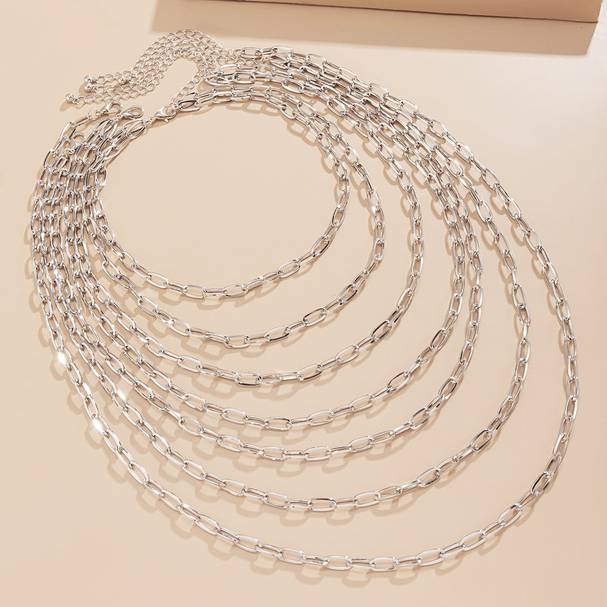 Jewelry hip-hop punk multi-layer chain all-match necklace street trend metal geometric set chain