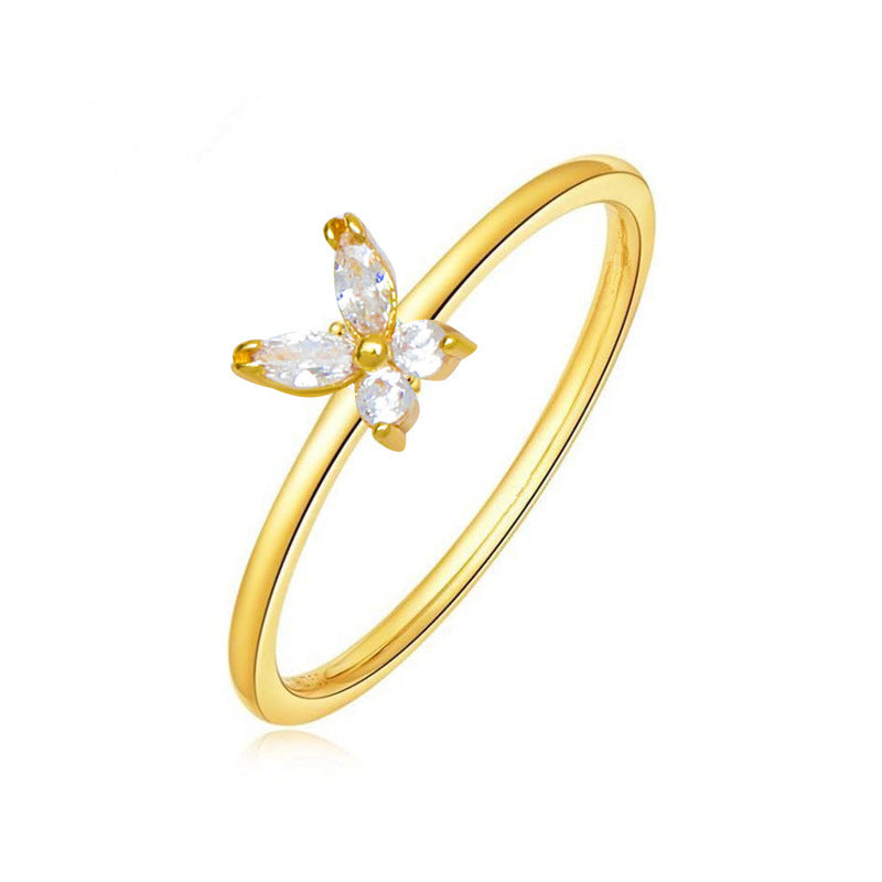 Ins super fairy zircon butterfly open ring female fashion light luxury wheat ear index finger ring simple star ring