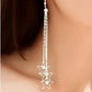 Fashion Square Tassel Earrings Long Diamond Rhinestone Ear Wire Sweet Earrings Jewelry