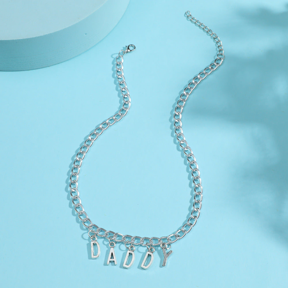diy simple handmade alloy English word letter necklace hip-hop couple pendant short chain men and women