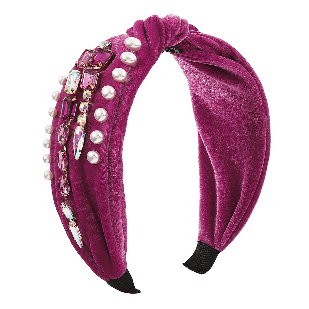 F4892 autumn and winter hair accessories corduroy rhinestone imitation pearl headband light luxury temperament knotted headband female
