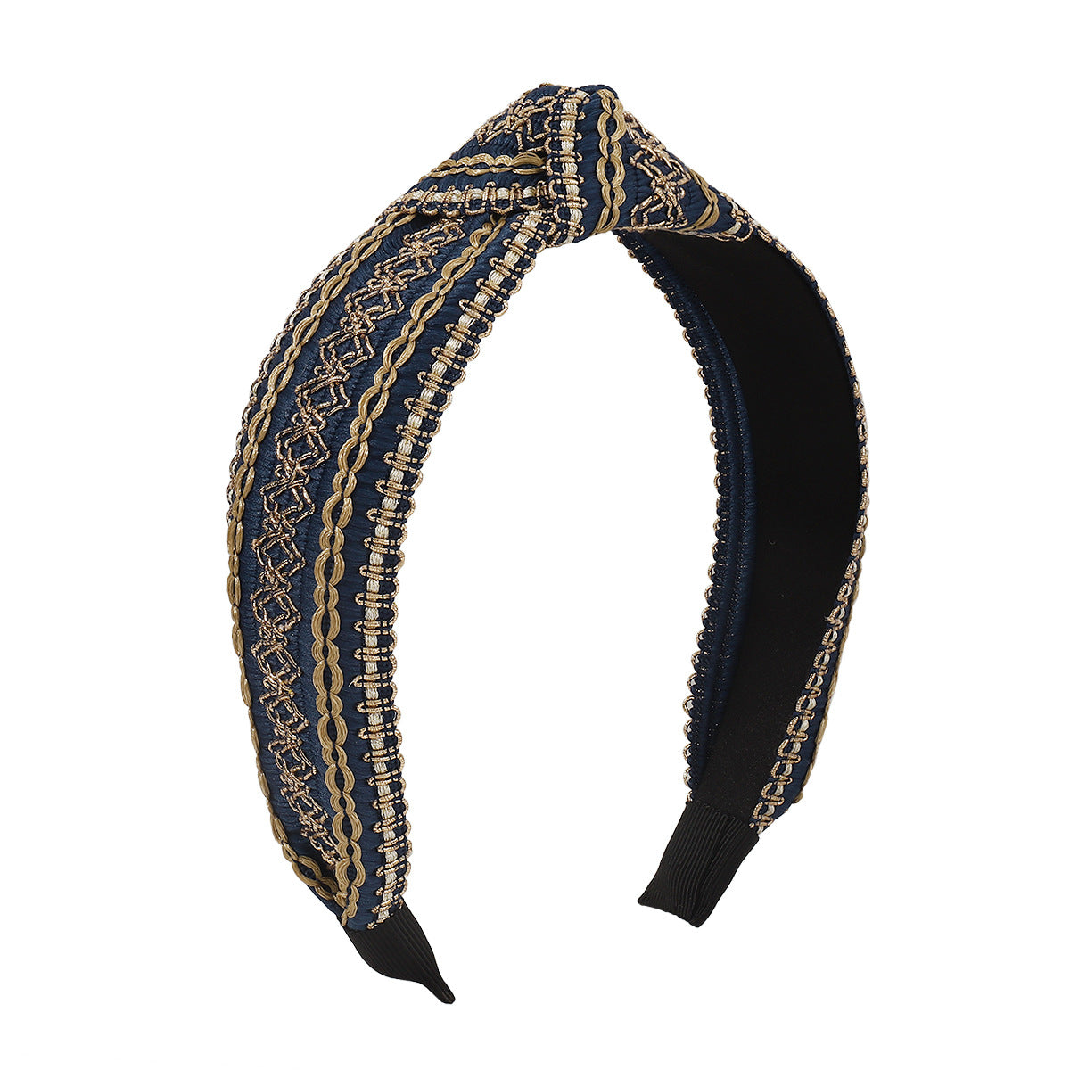 F471 Retro wide-brimmed ethnic embroidery headband temperament knotted simple adult going out pressing hair headband