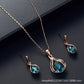 Fashion Women Blue Green Water Drop Shape Necklace Earrings Set Ornament Jewelry