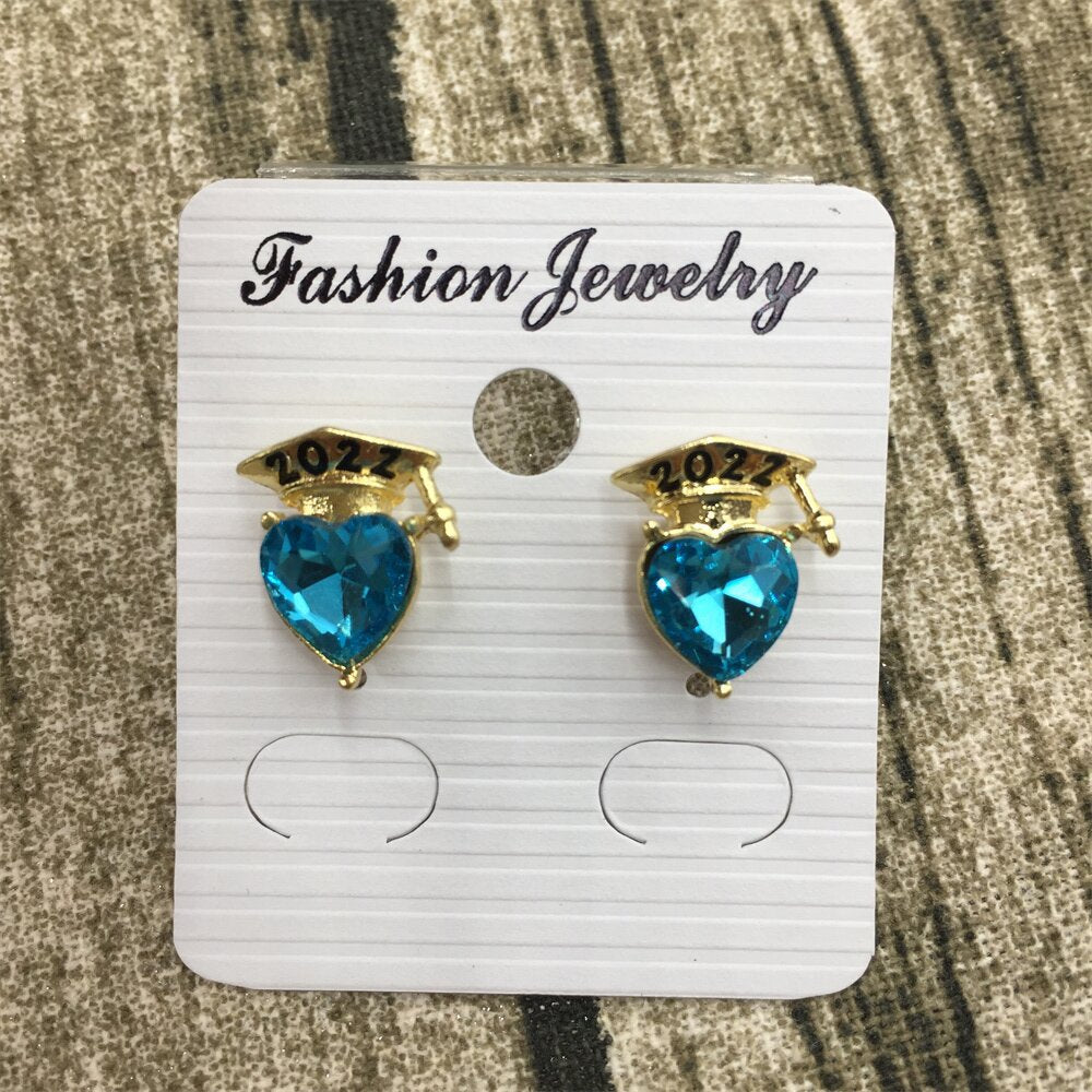 Doctor's hat love crystal earrings graduation season commemorative ear ornaments fresh and lovely multi-color optional