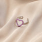 Fashion personality color drop oil flower feather stainless steel ring love titanium steel open ring jewelry