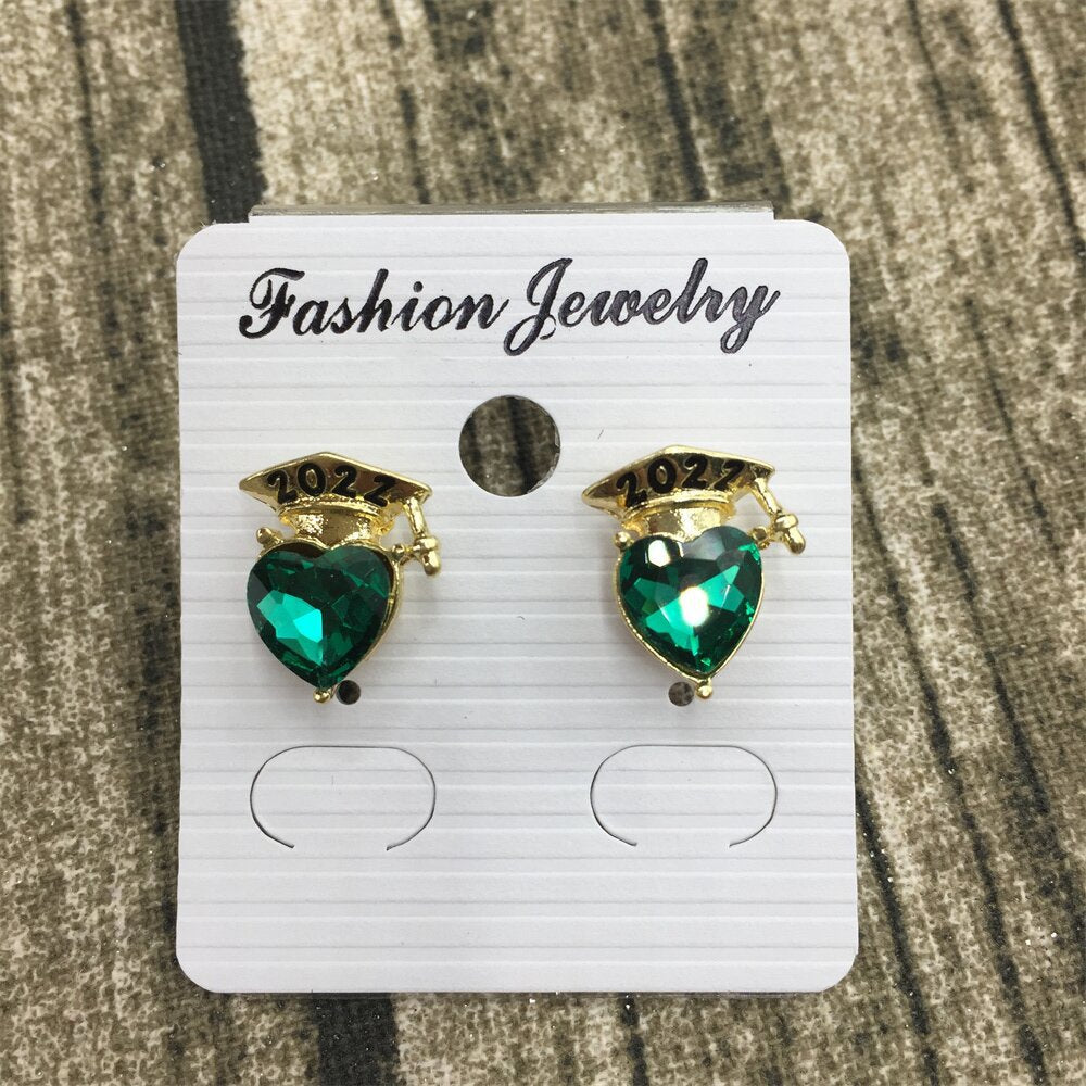 Doctor's hat love crystal earrings graduation season commemorative ear ornaments fresh and lovely multi-color optional