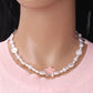 Ins temperament all-match acrylic dripping oil smiling face necklace baroque pearl chain fashion collarbone chain