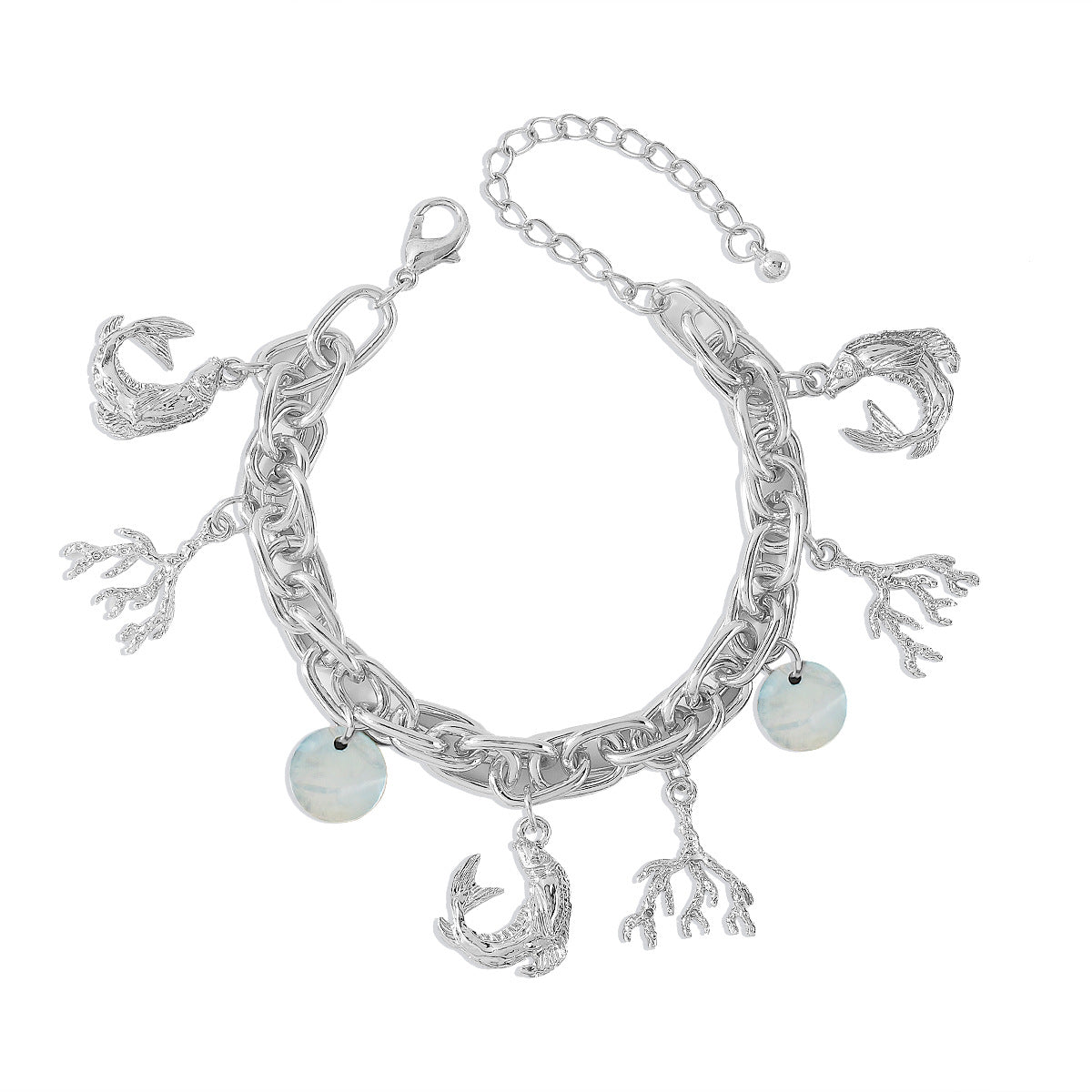 N185ZA Exaggerated Trendy Personality Clavicle Necklace Metal Dolphin Branch Creative Small Necklace Hand Jewelry