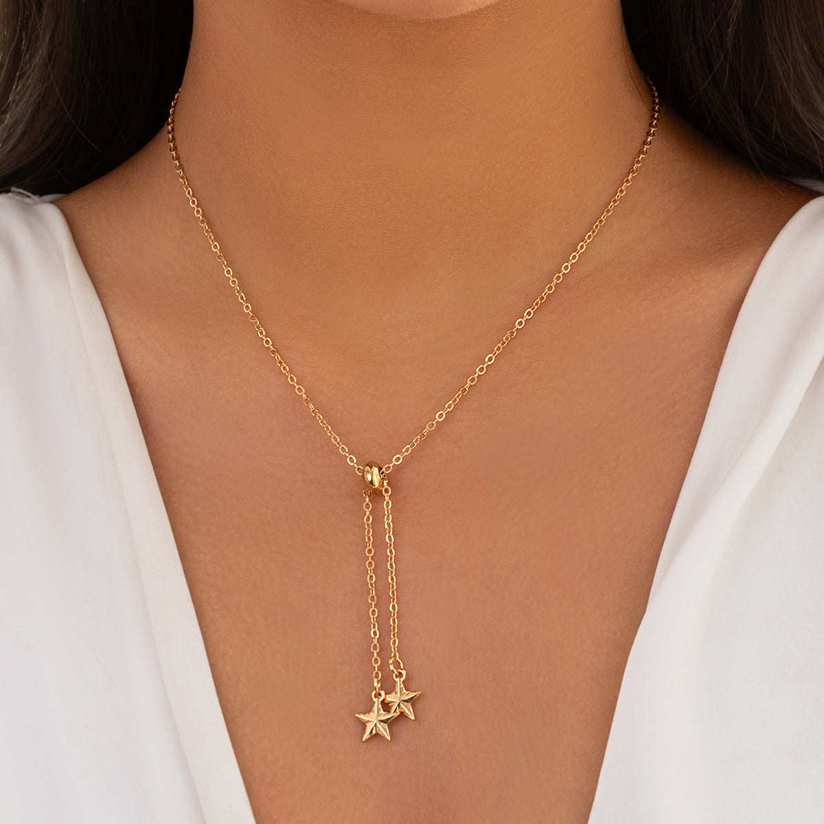Jewelry Simple Imitation Pearl Star Tassel Necklace Personality Cold Water Drop Pendant Necklace Female