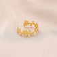 Fashion personality adjustable love stainless steel open ring simple feather leaf heart-shaped ring jewelry